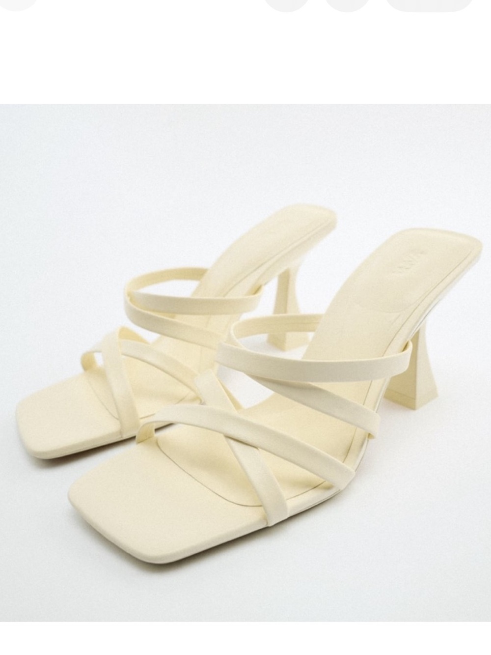 Zara Ivory Strappy Square-Toe Heeled Sandals